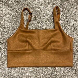 SPANX longline square neck faux suede bralette rich caramel